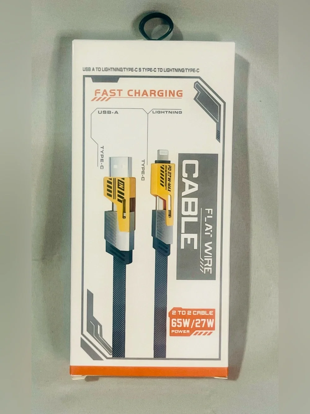 Fast Charging Yellow and Black USB-C to Lightning Cable